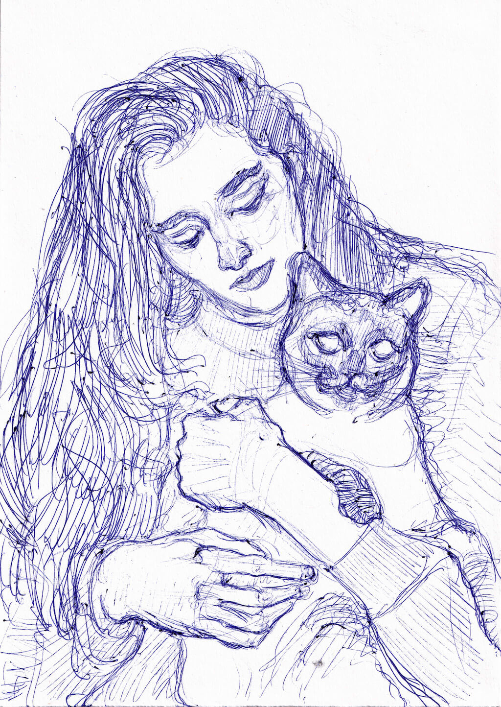 girl holding cat